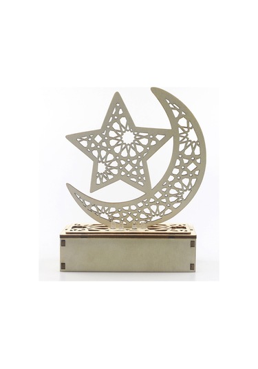 Ranyeek Ahşap Aydınlatma Dekorasyonu - Aydınlatabilir Ramazan Ayı Desenli Ahşap Heykeli, Pil Gerektirir Jm01874 Diğer