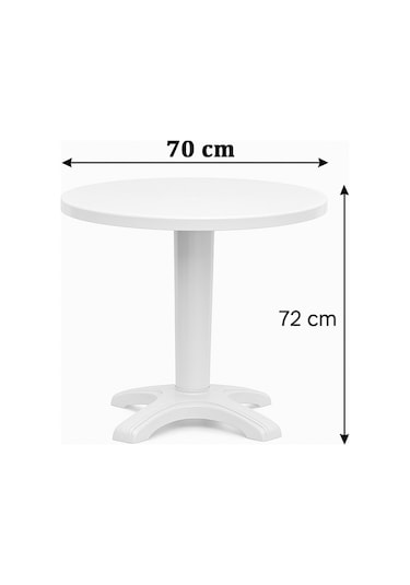 70 Cm Plastik Yuvarlak Bahçe-balkon Masası Beyaz