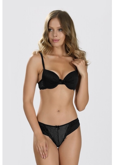 Nbb Kadın Siyah Tül Detaylı Sütyen Külot Takım