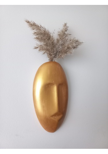 Dekoratif Mask Duvar Vazosu, Duvar Dekoru ,heykel Duvar Süsü,gold