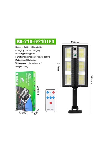 Hareket Sensörlü Ip65 Güneş Enerjili Led Spot Kumandalı 5365