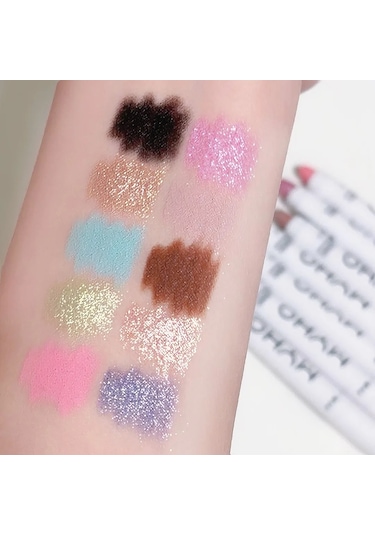 Dumanlı Mat Siyah Göz Farı Yalan İpekböceği Fosforlu Kalem Kore Gözler Makyaj 05 Mint Green 01