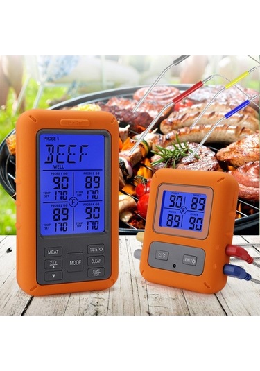 Pazly 4 Probeli Kablosuz Et Termometresi - 100m Menzil, Lcd Ekran, Zamanlayıcı Ve Alarmlı Bbq Aleti/
