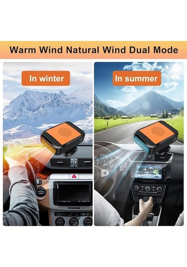 Dancemonkey Lichen Araba Isıtıcı, 12v Araba Isıtıcı, 2'si 1 Arada Isıtma Yx Siyah