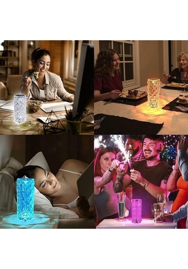 16 Renk Kristal Masa Lambası Gül Işık Romantik Elmas Atmosfer Işığı Usb Dokunmatik Gece L Yatak Odası Masası Gece Lambası 54357217 Çok Renkli