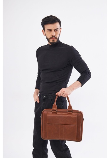 Derinss Dub3099 Hakiki Deri Camel Laptop Ve Evrak Çantası 001