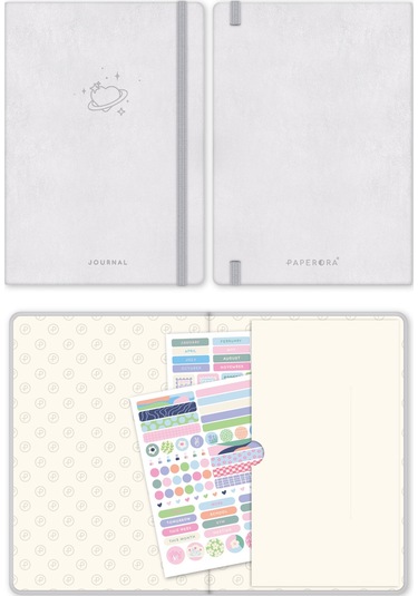 A5 Bullet Journal Noktalı Defter 140 Gr. 80 Yaprak Silver Glow Metalik