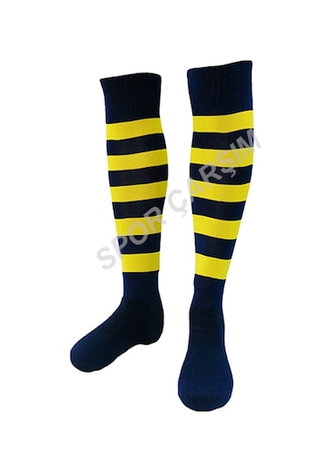 Tam Profesyonel Zebra Futbol Çorabı,Tozluk,Konç Sarı-Lacivert