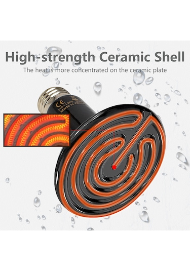 Mufunye E27 Seramik Isıtıcı Lambası Av Kuşları İçin 220v 150w Ab Şarjı Siyah Siyah