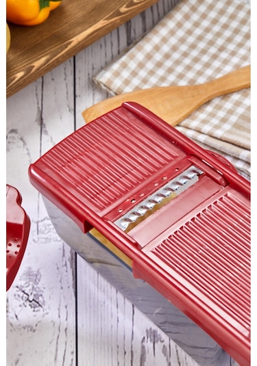 Cooker 5 Bıçaklı Hazneli Lüx Paslanmaz Çelik Rende Ckr3379-kırmızı Kırmızı