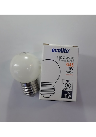 Ecolite 5'Li Paket 1W E27 Top Led Ampul Gün Işığı(Sarı Işık)