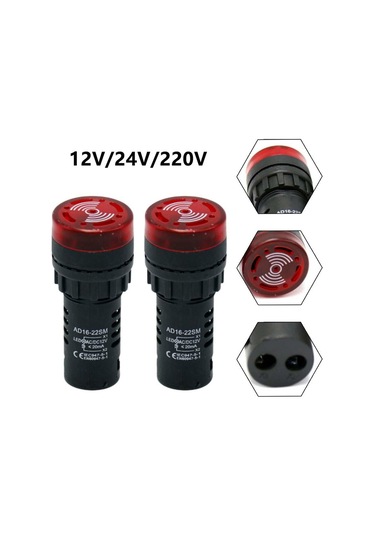 Ses Işıklı Alarm Flaş Buzzer 2 Adet Ac Dc12/24/220v 220v