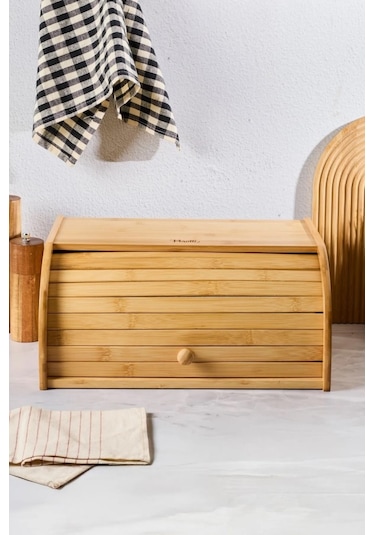 Grazia Bambu Lüks Panjur Kapaklı Ekmek Dolabı Ekmeklik 16342 Ahşap