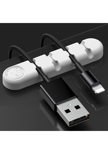 Willowhaven Yeşil Silikon Kablolama Tutucu, 4 Delikli Masaüstü Kablo Düzenleyici, Usb Şarj Kablosu İçin Pratik Çözüm, 9x2x1 Cm, 20g