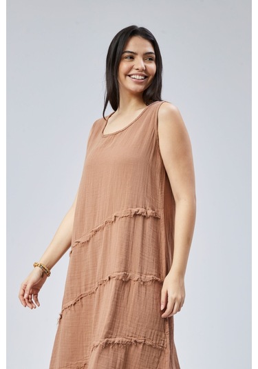 Muslin Elbise Yazın Vazgeçilmesi Camel