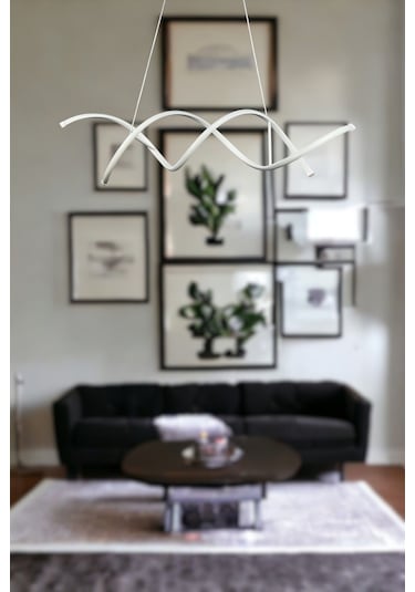 Lumora Modern Tasarım Beyaz Renk Beyaz Ledli Cafe - Mutfak - Salon 2 Li Led Avize Beyaz