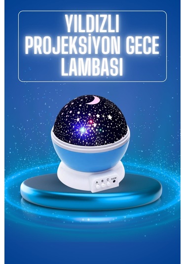 Yıldızlı Gece Lambası Mor Projeksiyon Görünümlü Masa Lambası Renk Değiştirebilen Çok Renkli