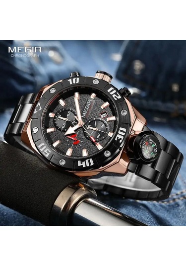 Megır 2219 Tüm Fonksiyonları Aktif Erkek Kol Saati Siyah