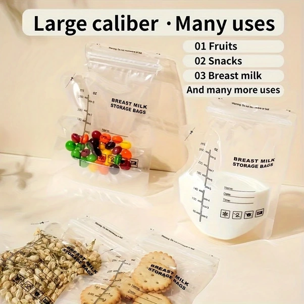 Gateesat 30 Adet Çift Katlı Göğüs Sütü Saklama Poşeti Ölçekli Pratik Temizlenir