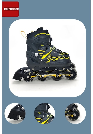 Vadi Sarı Silikon Tekerli Ayarlanabilir Işıklı Paten S 31-34 Hp7128 Sarı