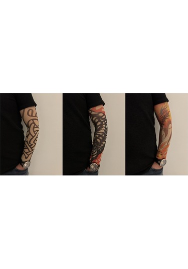 Giyilebilir Dövme 3 Çift 6 Adet Kol Çorap Dövmesi Sleeve Tattoo Set17
