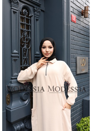 Kadın Taş Aerobin Uzun Önü Yarım Fermuarlı İkili Takım T1224 Taş