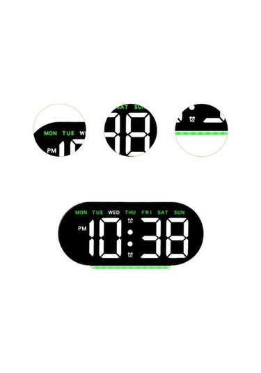 Trendooze Yeşil Suntek Saati Saat Masa Işık Elektronik Dijital Çalar 12/24h Vg