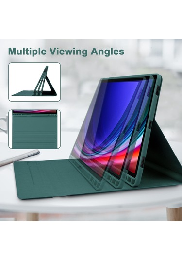 Bluetooth Klavye Kılıfı + Klavye Samsung Tab S6 Lite 10.4 İnç İle Uyumlu - Koyu Yeşil