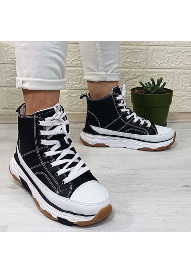 Kinetix Vıole Pu Siyah Kalın Tabanlı Hafif Rahat Spor Bot Siyah - Beyaz
