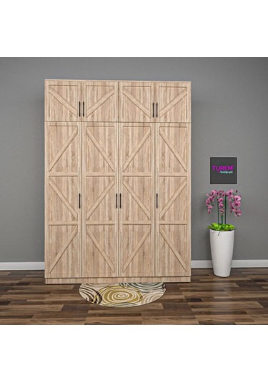 Quart 4 Kapılı Gardrop Mdf Sis Gri
