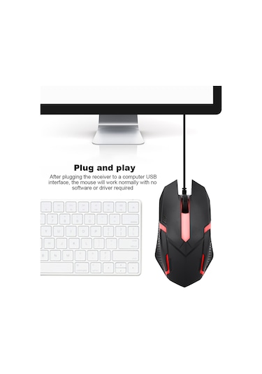Ximistore9 1600 Dpı Işıklı Kablolu Mouse - Ergonomik Tasarım, Plug & Play, Oyun Ve Ofis Kullanıma Uygun, Windows/macos Desteği