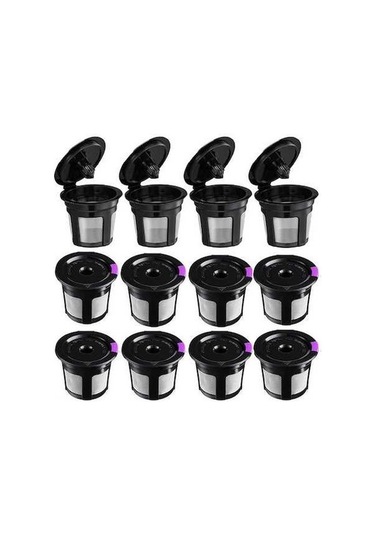 Novahub Sürdürülebilir Pp Plastik K Filtreli Bardaklar, 6'lı Set, 51x46mm, Siyah Renk Siyah