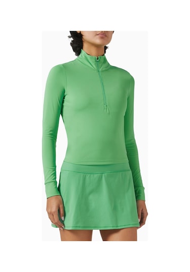 Vuori Studio Half-zip Crop Top, Stretch Knit Spor Ve Şık Üst Yeşil