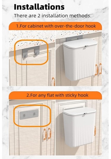 Sones 9l Mutfak Askılı Atık Kutusu Kapaklı Sürgülü Kapaklı Lavabo Altı Çöp Kutusu Yeşil