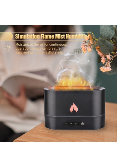 Tenfowee 250ml Usb Nemlendirici Aromaterapi Difüzörü, Simülasyon Alevli Gece Lambası, Otomatik Zamanlayıcılı, Ev Ve Ofis İçin