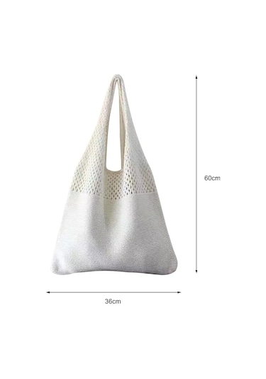 Retro Hollow Örme Omuz Çantaları Kadın Çantaları Yaz Plaj Tığ İşi Tote A435 Beyaz