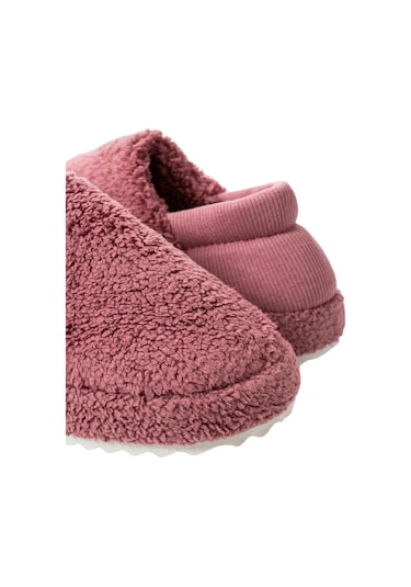 Kadın Lastikli Kaymaz Taban Peluş Havlu Kumaş Ev Ayakkabısı Panduf Pembe-pembe Pembe