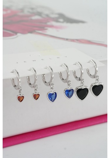 Kadın Vip Ser Kalp Model 6'lı Küpe Seti 001