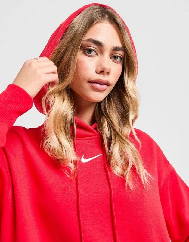 Nike Phoenix Kadın Kırmızı İçi Polarlı Loose Fıt Sweatshirt-sportxoutlet Kırmızı