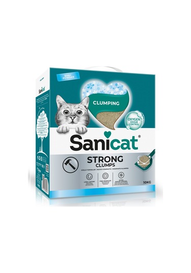 Sanicat Strong Clumps Extra Güçlü Bebek Pudralı Topkalanan Kedi Kumu 10 Kg