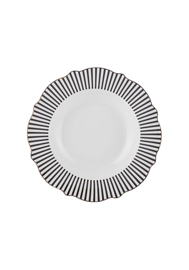 Karaca New Romantic İnce Çizgili Çukur Tabak 24 cm Siyah