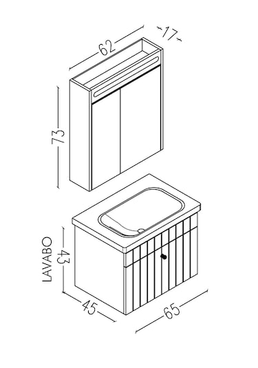 Alice 65 Cm Banyo Dolabı Npl Led Aynalı Kiremit - Boy Dolap Hariç Kiremit