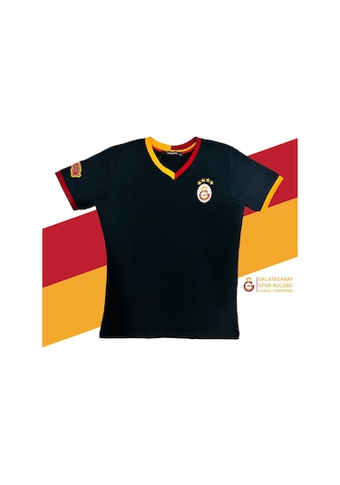 Galatasaray Lisanslı Siyah Basic Çocuk T-shirt Gs Aslan Baskılı Hediyelik Ahşap Kutulu Siyah