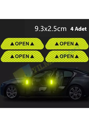 Araç Kapı Open Reflektör Araba Oto Sticker Yapıştıma 4 Adet