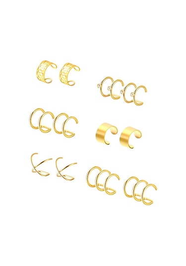 Ehediye Chavin Gold Ip Çelik 6 Takım Kıstırma Bayan Küpe Eb66Sr