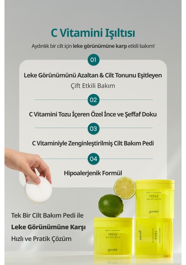 Yeşil Mandalina Özlü Leke Karşıtı Tonik Ped Goodal Green Tangerine Vita C Dark Spot Care Pad 70 Adet