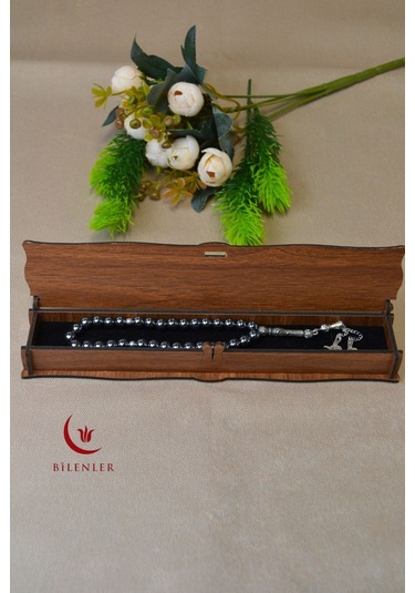 Hematit Taşlı 33 Lü Erkek Tesbih Doğal Taş, Şık Ahşap Kutu Çok Renkli