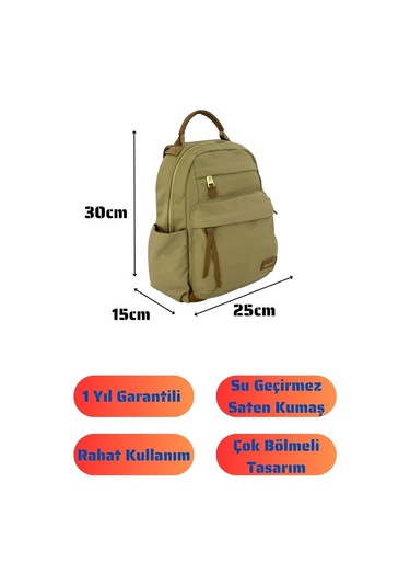 Bolsas Saten Kumaş Kadın Sırt Çanta Bej 1045 Bej