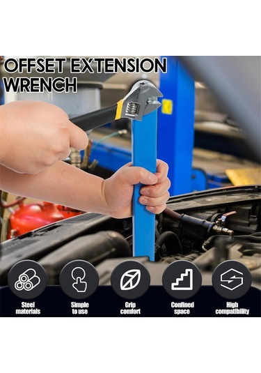 Xurunkeji Ofset Uzatma Anahtarı, 15 İnç Dar Alan Uzatma Anahtarı Seti, Dar Alanlar İçin Evrensel Sıfır Derece Cırcır Aleti