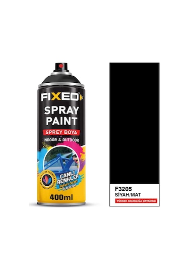 Sgs Sprey Boya Akrilik - Siyah/mat Yüksek Isıya Dayanıklı 320 Gr 400 Ml F3205 Siyah